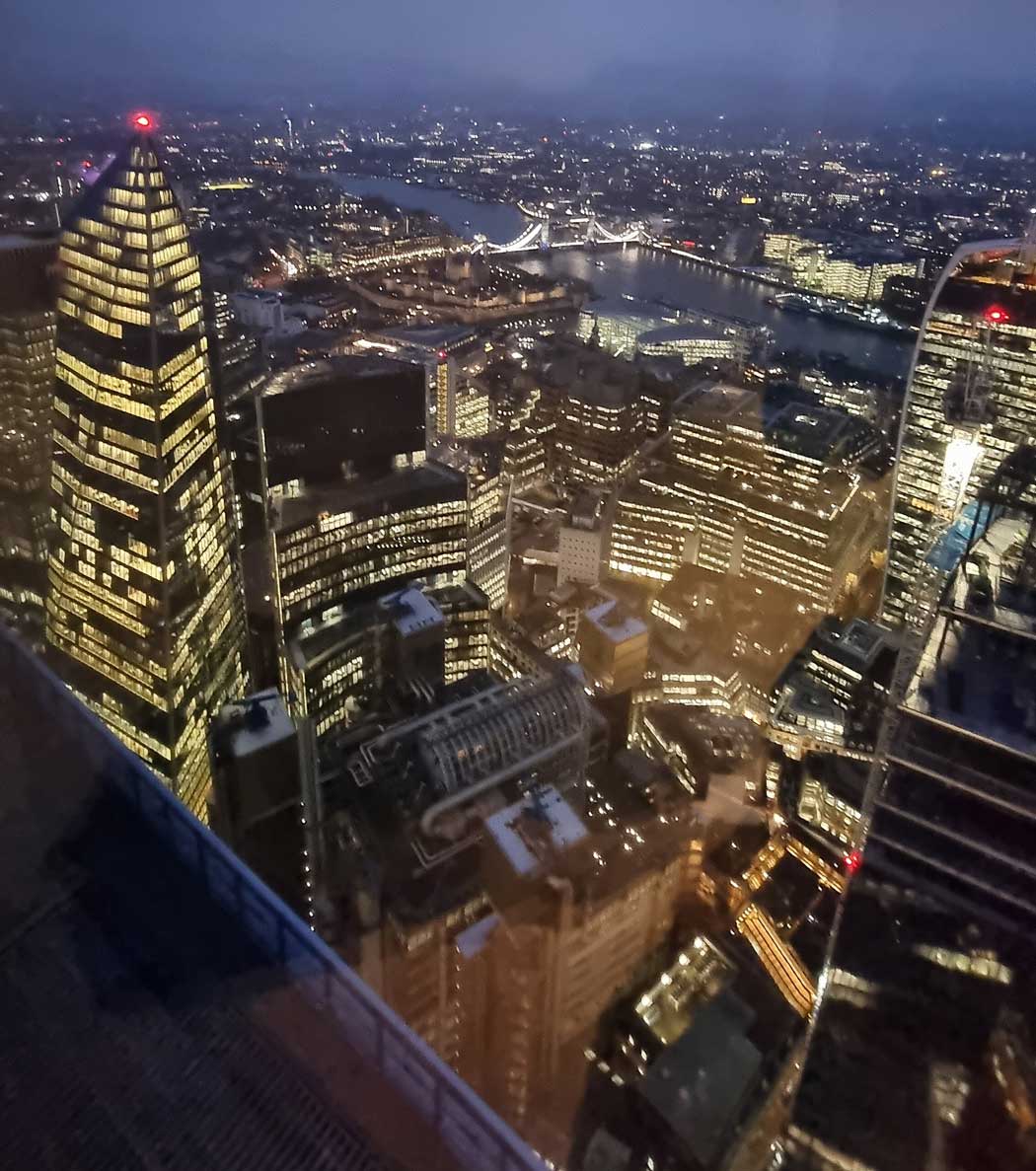 The southeastern view from the Lookout at 8 Bishopsgate. 