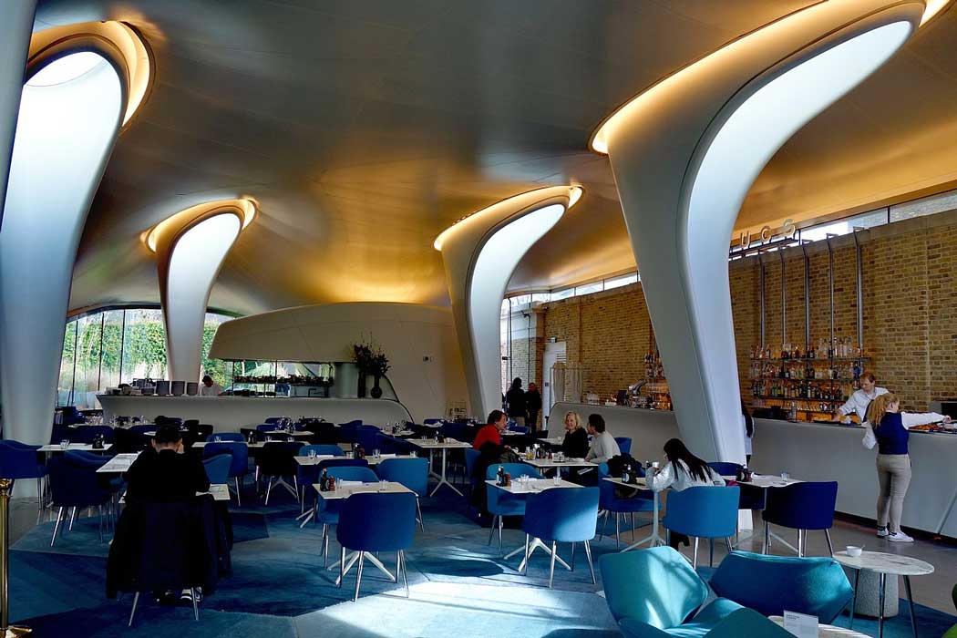 The Magazine restaurant at Serpentine North is in a stunning building designed by Zaha Hadid. (Photo: Martin van Baal [CC BY-SA 4.0])