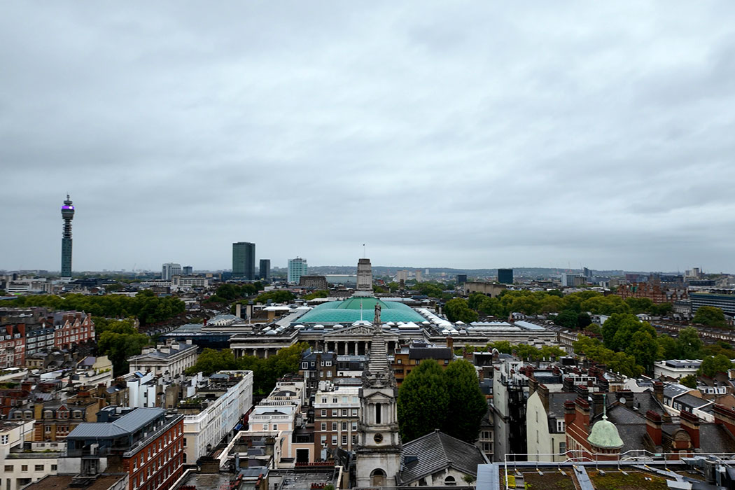 The rooftop garden of the Post Building gives you a unique view of the British Museum. (Photo © 2025 Rover Media)