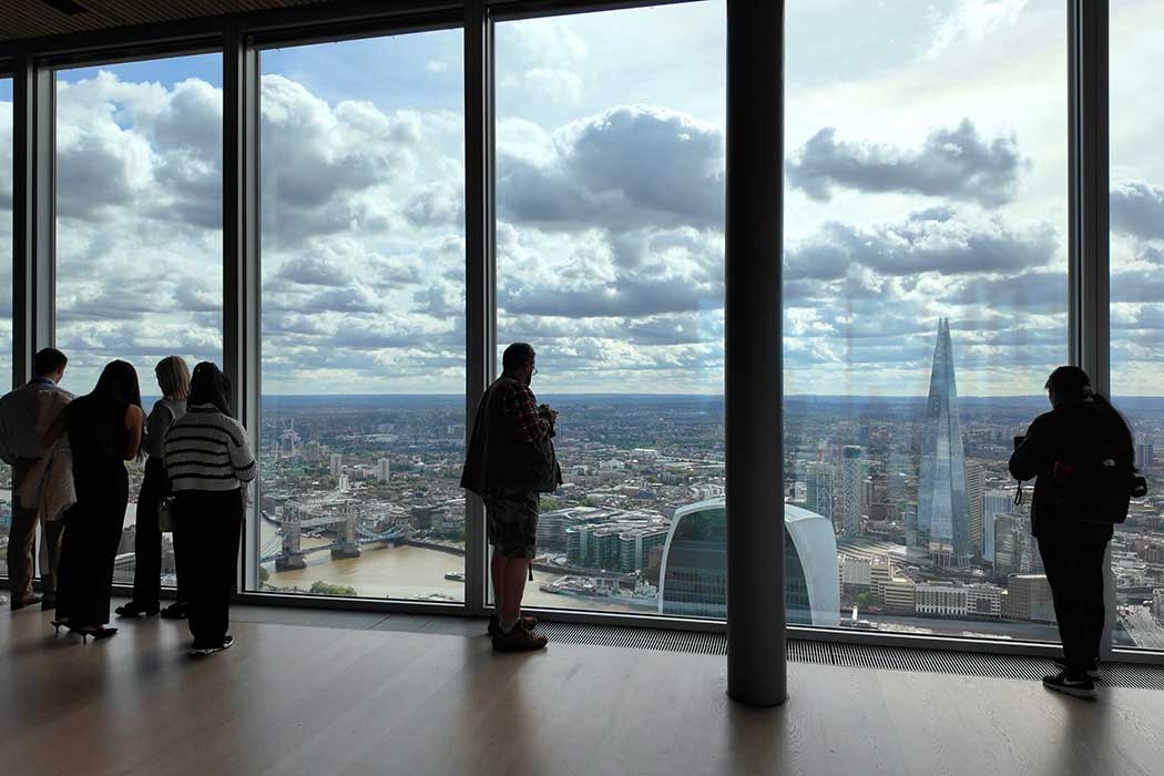 The Lookout at 8 Bishopsgate offers 2700º views across London. While this isn’t as much as many other viewing platforms, this focused panorama covers London’s main sights. (Photo © 2025 Rover Media)