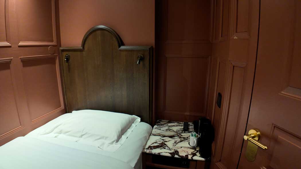 Inside one of the hotel’s tiny 6m² single rooms. (Photo © 2024 Rover Media)