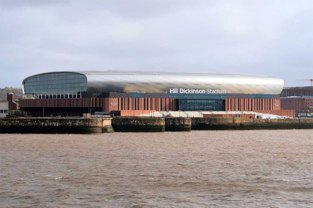 Hill Dickinson Stadium is Everton Football Club’s new stadium at Bramley-Moore Dock on Liverpool’s waterfront. (Photo: David Dixon [CC BY-SA 2.0])